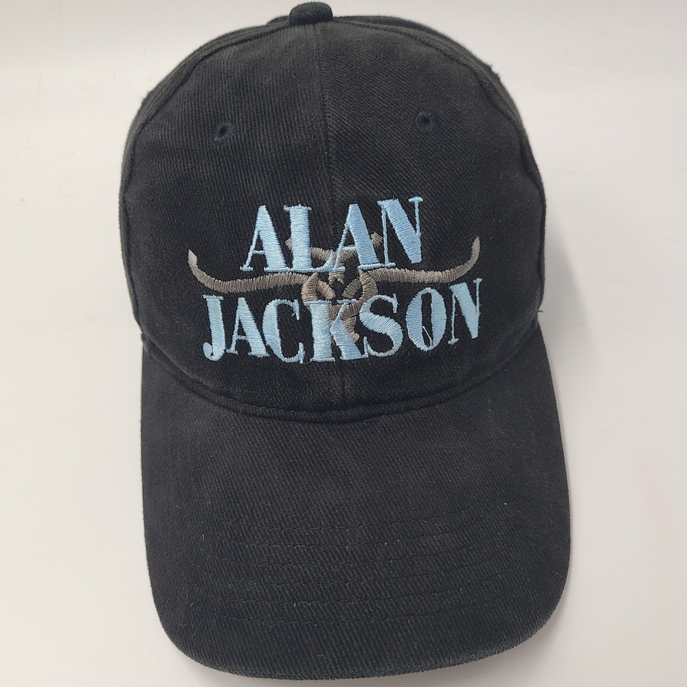 Vintage Alan Jackson Hat Strapback (Fits Small) Black Blue Tour 2003 Concert Men